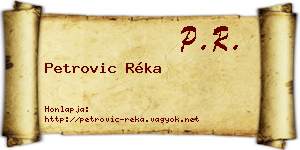 Petrovic Réka névjegykártya